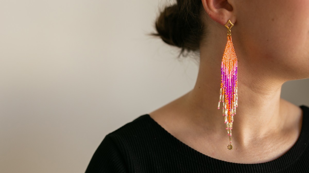 Boucles d'oreilles tissage en double brick stitch