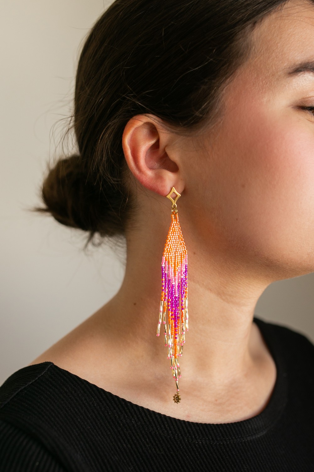 Schéma Boucles d'oreilles tissage en double brick stitch