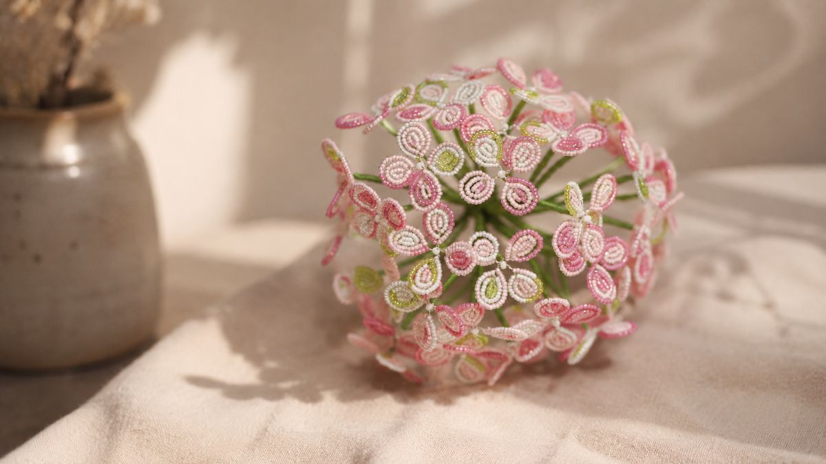 Fleur en perles de rocailles Miyuki - Hortensia