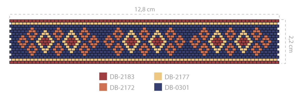 Schéma Grille de tissage Manchette Miyuki en tissage Peyote Impair