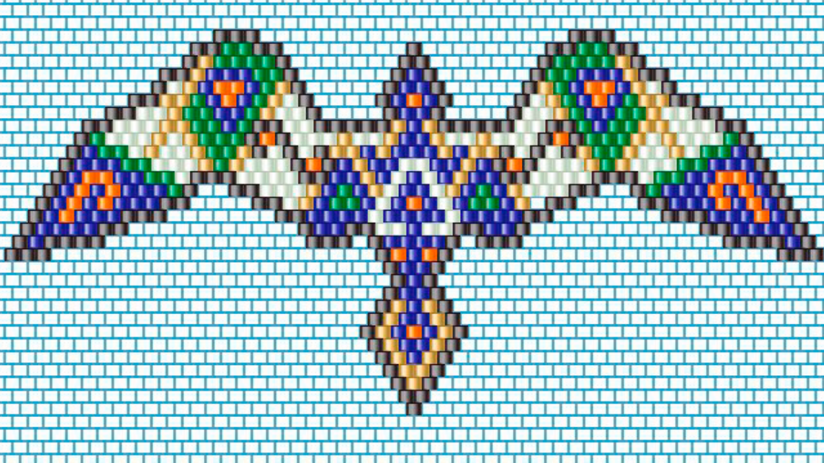 Sautoir oiseau en tissage brick stitch style amérindien : Etape 1