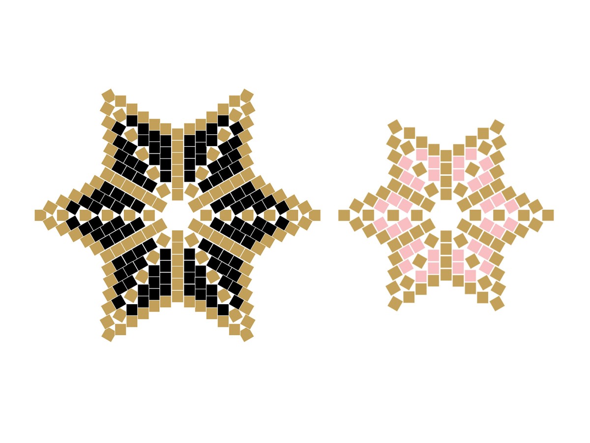 Schéma DIY Etoile Japonaise en tissage Peyote circulaire perles Miyuki Delicas