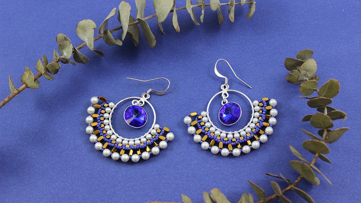 Créoles tissées perles nacrées PureCrystal mini-hématites