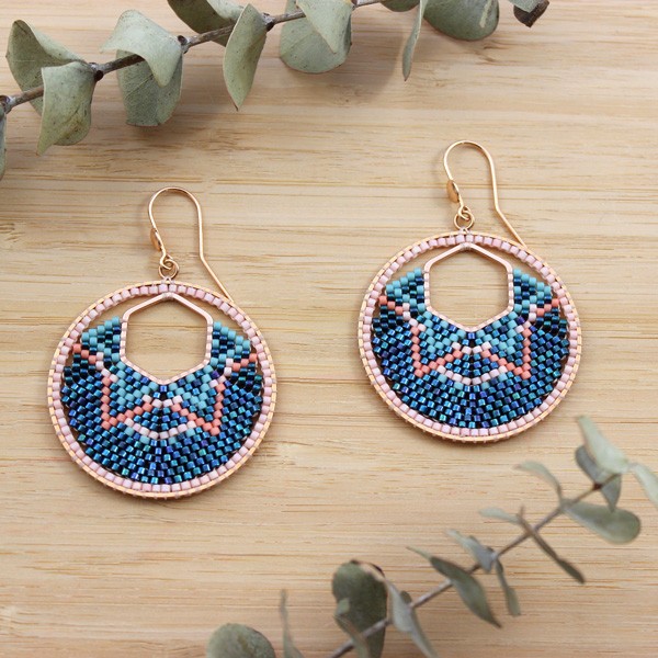 Schéma Créoles Tissage Brick Stitch Miyuki deux intercalaires