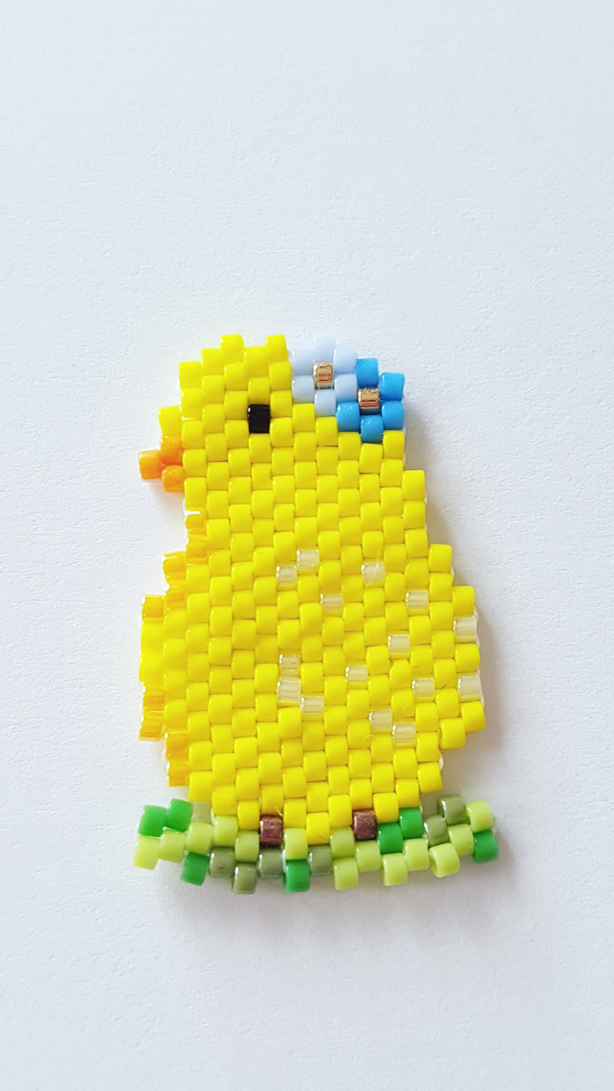 Schéma Tissage brickstitch poussin de Pâques en perles Miyuki par Lili Azalée