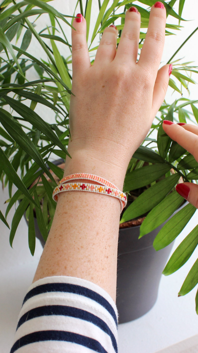 Schéma Bracelet Wrap deux tours en perles Miyuki Delicas