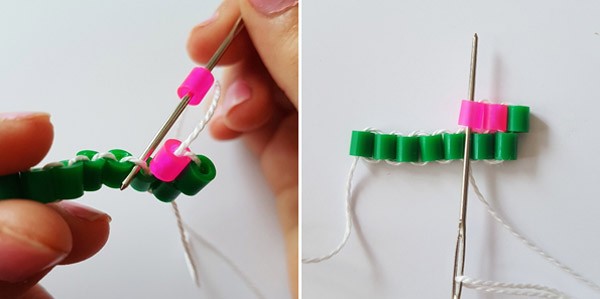 DIY tissage brickstitch en perles à repasser : Etape 5
