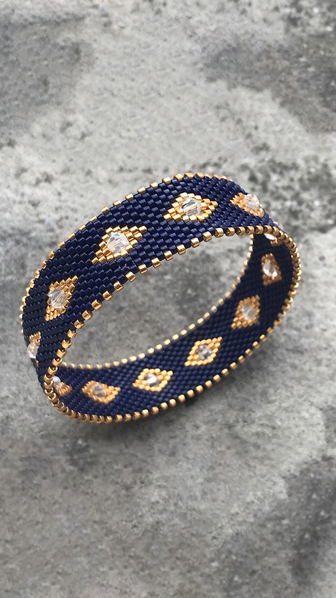 Schéma Bracelet bangle DIY tissage peyote circulaire avec des perles Miyuki Delicas