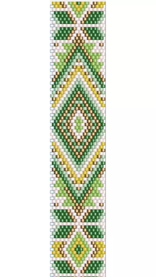Schéma Bracelet bangle DIY tendance vert tissage peyote circulaire avec des perles de verre Miyuki Delicas