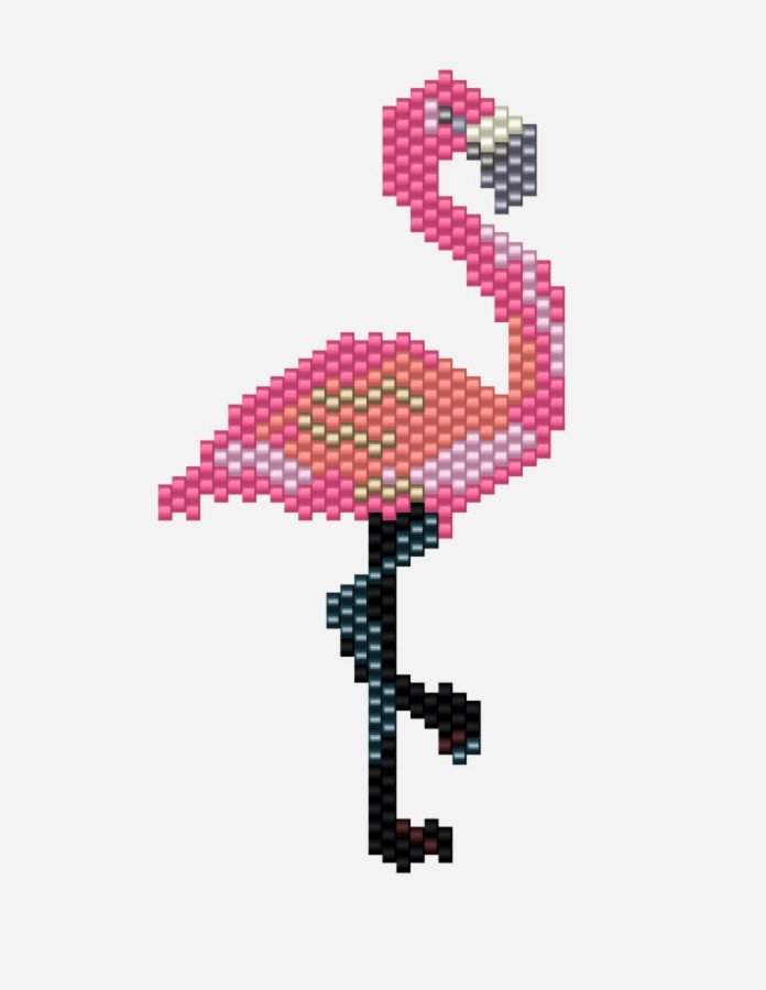 Schéma Tissage de perles motif flamant rose en Miyuki Delica