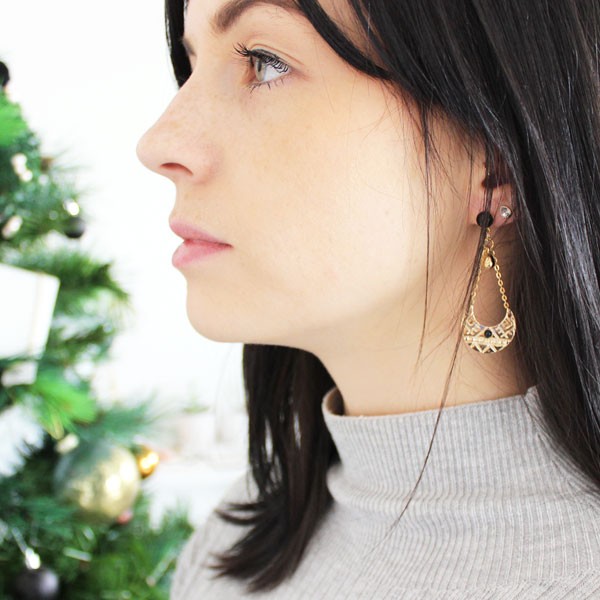 Schéma Boucles d'oreilles ethniques fantaisie en Plaqué or