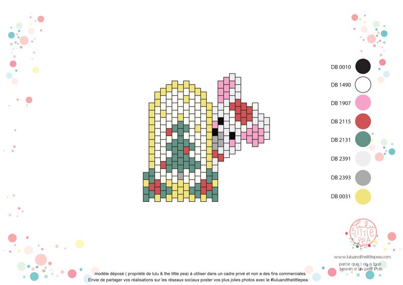 Schéma Tissage peyote motif souris de Noël en Miyuki Delica Schéma Tissage peyote motif souris de Noël en Miyuki Delica