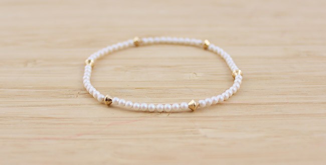 Bracelet élastique Kaléidoscope Square Ocean DeLite et perles nacrées PureCrystal : Etape 2