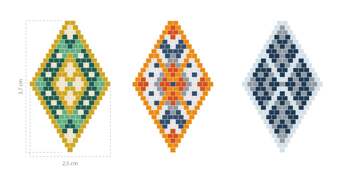 Schéma Boucles d'oreilles Brick Stitch losange en perles Miyuki débutant